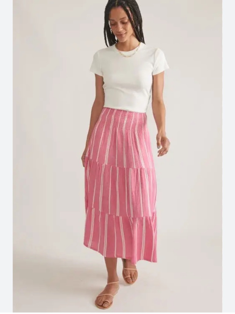 Marine Layer Pink Striped Maxi Skirt